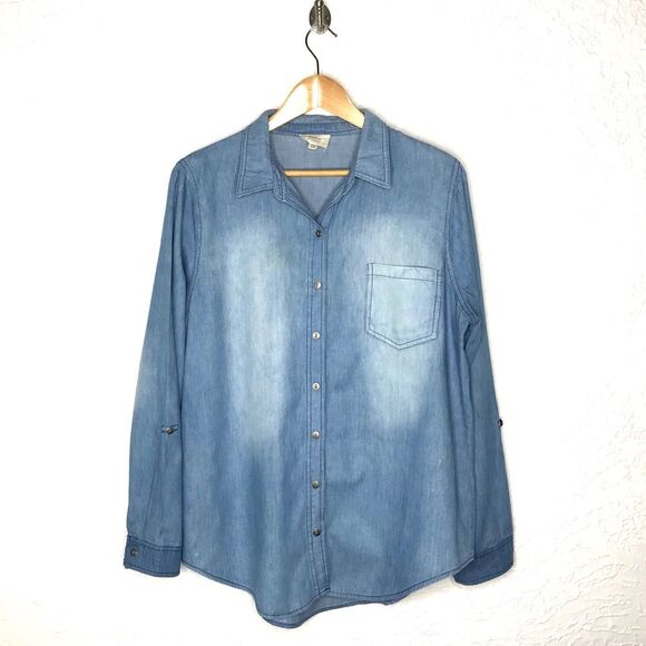 Perch by Blu Pepper Chambray Button Shirt XL - Picture 1 of 8